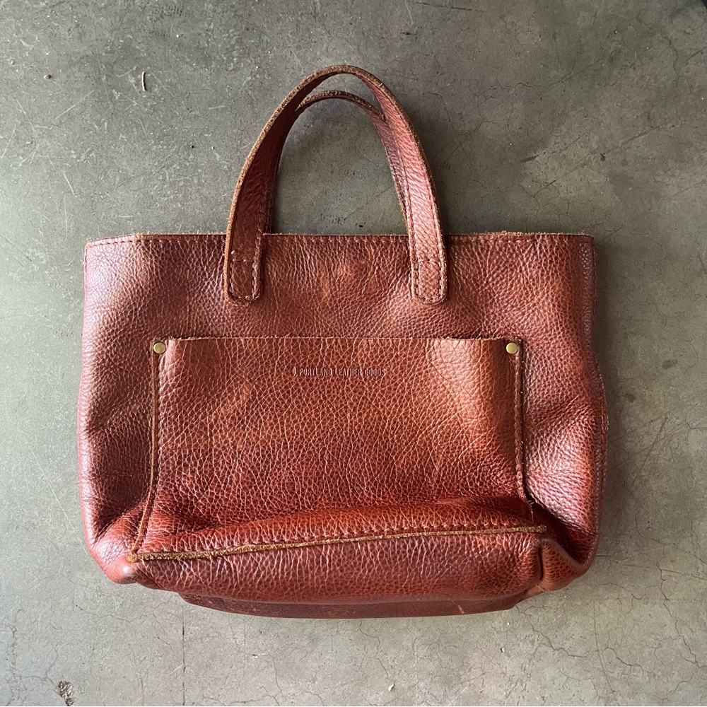 Portland Leather Brown Pebbled Leather Mini Tote